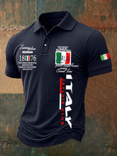 Polo décontracté imprimé drapeau italien pour hommes